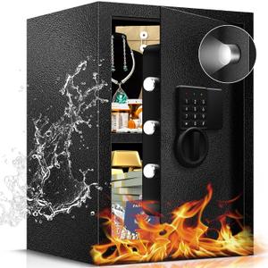 2.8 Cu Ft Safe Box For Home Documents -Steel Electronic Digital Safety Box for Office Money Jewelry Valuables, Personal Security Lock Box with Sensor Light, Removable Shelf, Mute Function