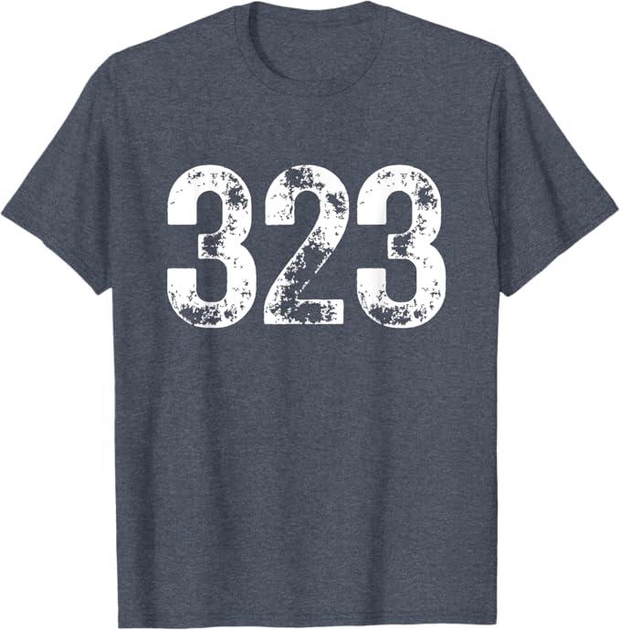 323 Area Code Los Angeles CA California Area Code 323 T-Shirt, Heather Blue