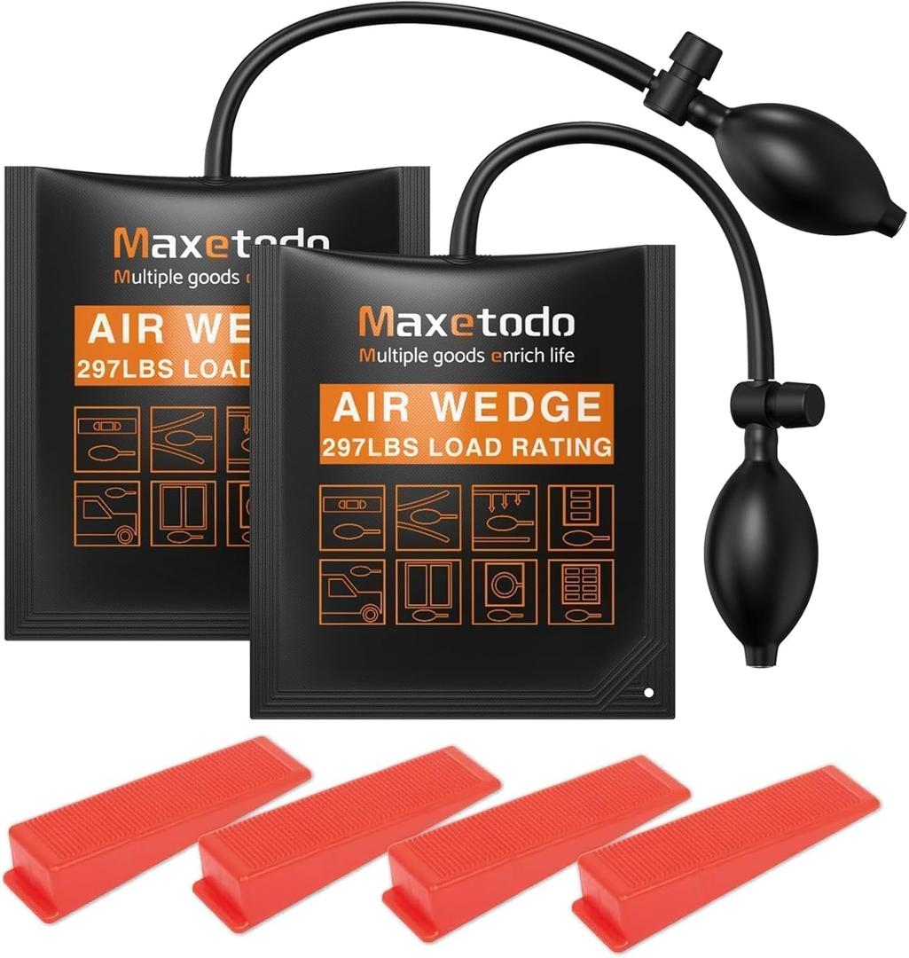 2PCS Air Wedge Up Bags, Air Shim Inflatable Wedge, Air Inflatable Pillows, Inflatable Pillow for Lifting Heavy Furniture up to 440 lbs 6cm Height for Home Door, Window Installation Car Repair