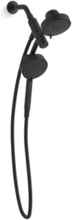 KOHLER 23218-BL Awaken 2-in-1 Multifunction Shower Combo Kit, Rotating Showerhead and Handshower Set, 2.5 GPM, Matte Black