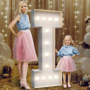 4FT Marquee Light Up Letters I, Party Decoration Large Marquee Light Up Letters with Weighted Water Bag, Pre-cut Foam Board Set Can Be Used for Birthdays, Weddings, Baby Anniversaries