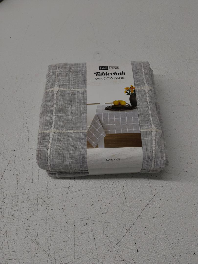 Arlee Home Fashions TableTrends Windowpane Plaid Tablecloth - Grey/White
 60"×102"