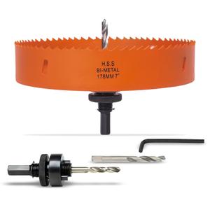 7 Inch Hole Saw with Arbor for Metal Wood Plastic, 7 in Bi-Metal Hole Cutter for Different Project with Smooth and Flat Drilling Edge, Fast Chip Removal, Lighter and Portable