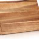 17" Best Solid Acacia Wood Cutting Boards for Kitchen Meat Large Wooden Charcuterie Board Food Non Toxic Hardwood Chopping Boards with Juice Groove Thick Butcher Block Big Bread Serving Cheese Board