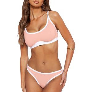 Gefyvcf Women's Athletic Bikini Set with with Adjustable Straps, Full Coverage, Sporty, Cheeky, High Supports (L)