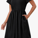 GRACE KARIN Women's Summer Short Sleeve Mini Dress V Neck A Line Casual Embroidery Vacation Beach Short Dresses with Pockets, Size  Medium
