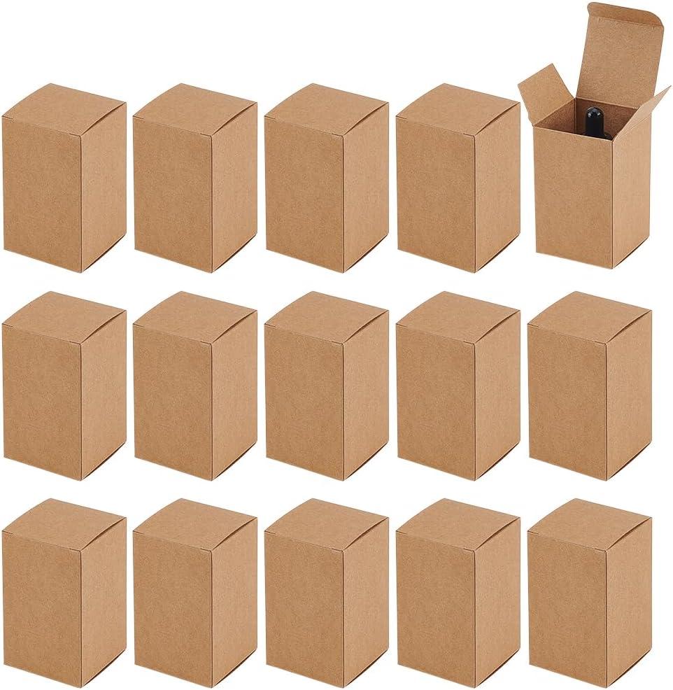 PH PandaHall 30pcs 2x2x3 inch Paper Essential Oil Packing Box, Kraft Paperboard Gift Box Small Packing Boxes Packaging Cases Gift Wrapping Boxes for Glass Dropper Bottles Diffuser Bottles, BurlyWood