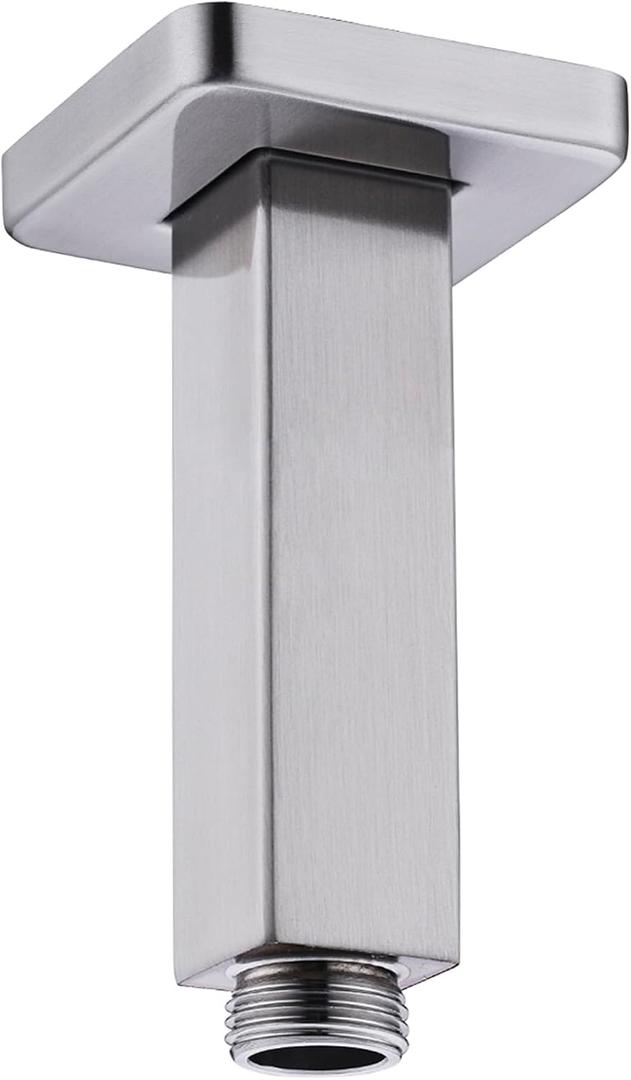Square Shower Arm, BSTIIU 4 Inch Ceiling Mounted Shower Extension Arm with Flange, Male NPT 1/2 Inch, Brushed Nickel