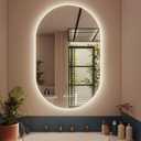 SMIROR Oval Backlit LED Bathroom Mirror, 40x24 Pill-Shaped Lighted Vanity Mirror with Lights for Wall, Dimmable, 3 Colors Lighting, Anti-Fog, Memory Function (Horizontal/Vertical)