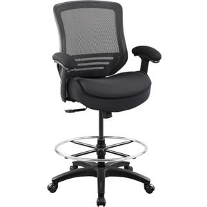 BOLISS 400lbs Mid Back Mesh Ergonomic Drafting Chair Big Adjustable Foot Ring Height Adjustable Armrest (Black) ﻿