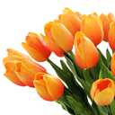 WeTop 30pcs Real Touch Tulips PU Artificial Flowers, Fake Tulips Flowers for Arrangement Wedding Party Easter Spring Fall Home Dining Room Office Decoration. (Orange, 14" Tall)