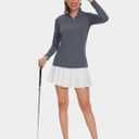 TACVASEN Women's Quarter Zip Pullover Golf Shirts UPF 50+ Long Sleeve Sun Shirts UV Protection Workout Tops (Gray, L)