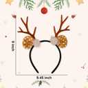 2 x Brown Christmas Reindeer Antlers, Fluffy Deer Antlers Hair Accessories for Women, Christmas Holiday Cosplay Costume Party
