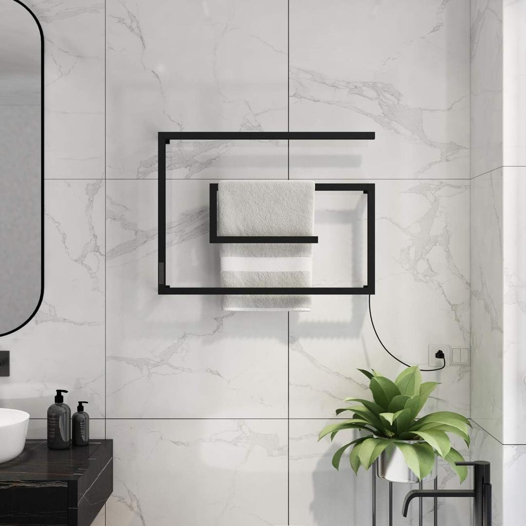 Wall Mounted Electric Towel Warmer Rack with Built-in Timer and Temperature Adjustment Stainless Steel Space Saving Towel Heated Drying Rack for Home Bathroom