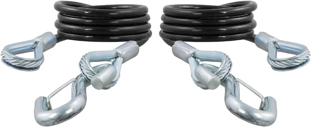 CURT 80136 43-7/8-Inch Vinyl-Coated Trailer Safety Cables, 3/8-In Snap Hooks, 3,500 lbs Break Strength, 2-Pack