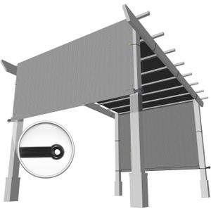Windscreen4less 8' x 16' Pergola Universal Replacement Shade Cover UV Block Permeable Fabric Canopy Privacy Shade Screen Panel with 2 Weighted Rods for Outdoor Patio Yard Garden Light Gray