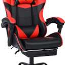 Xcity Gaming Chair, Height Adjustable Desk Chair with 90°-155° Reclining Backrest & Footrest,Ergonomic Computer Chair Supports Up to 330 lbs for Gamer, Office and Home（Red & Black）