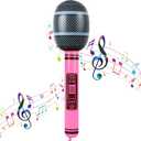 Inflatable Microphones 27.5 Inches Singing Party Decoration Blow up Microphone Toy Inflatable Microphone for 80s 90s Party Decorations - 80s 90s Party Favors Decorations Supplies Plastic Prop (Pink)