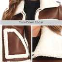 DIASHINY Women's Faux Shearing Fur Winter Coat Warm Thick Fur Lined Faux Leather Jacket (038 Brown)