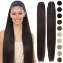 S-noilite Claw Clip Ponytail Extension Human Hair #1B Natural Black Real Remy Human Hair Ponytail Extension 20inch Long Straight Hair Pony Tails Hair Extensions For Women 120Grams