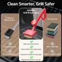 GASPRO Grill Brush Bristle Free for Outdoor Grill, BBQ Grill Cleaning Brush with Replaceable Scrub Sponge Head & Scraper, Ergonomic Handle, Safe for Stainless Steel, Cast Iron & Porcelain Grate