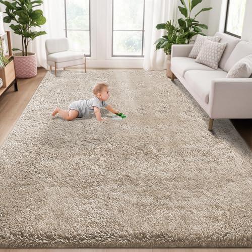 5x7 Area Rug for Living Room: Fluffy Shag Soft Washable Rugs Fuzzy Plush Indoor Carpet for Bedroom Nursery Playroom Dorm Kids Girls Boys Room (Camel, 5'x7')