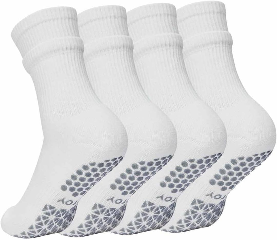 YOTTOY Pilates Grip Socks for Women - Non-Slip Yoga Grip Socks, Perfect for Yoga, Dance,Pure Barre, and Workouts (One Size, White)