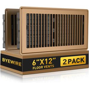 6x12 Floor Register, Heavy Duty Steel Walkable Floor Vents Covers, Adjustable Air Supply Lever Register Vent Cover for Home Floor and Wall, Fits 12x6 and 6x12 Duct Opening, 2 Pack, Brown