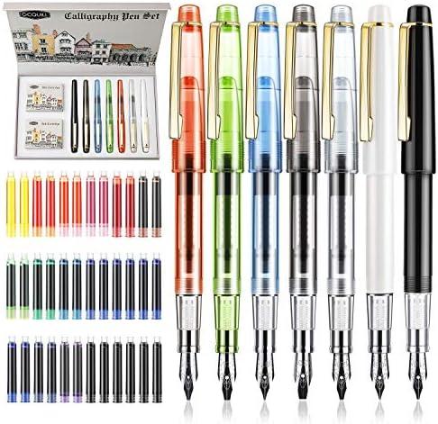 GC QUILL Calligraphy Set Fountain Pens 7 Different Size Nibs and 36 Assorted Ink Cartridges Kit for Calligraphy Lettering - Complete Easy Learning Set for Beginners F736