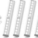 4PK Under Cabinet Lighting, 12LED Motion Sensor 12LED Light Indoor, Night Led Lights Rechargeable Stick-on Lights for Kitchen Closet Stairs