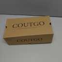 Coutgo Womens Espadrilles Mary Jane Flats Closed Sqaure Toe Ballet Flats Comfortable Dress Shoes, Black/PU, Size 7