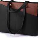LOVEVOOK Lunch Tote Bag for Women, 3 in 1 Work Bag with Leakproof Cooler Compartment, Laptop Bag with Large Cup Holder for Office, College, Casual, Black-brown