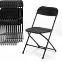 Real Relax 10 Pack Plastic Folding Chair, Lightweight Foldable Chair 350 LB Weight Capacity Commercial Chairs for Office Wedding Party Dinning Events Black