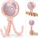snawowo Mini Handheld Personal Portable Fan, Baby Stroller Fan, Car Seat USB or Battery Powered, with Flexible Tripod Clip on Student Bed Desk Bike Crib Treadmill Camping Traveling(Pink)