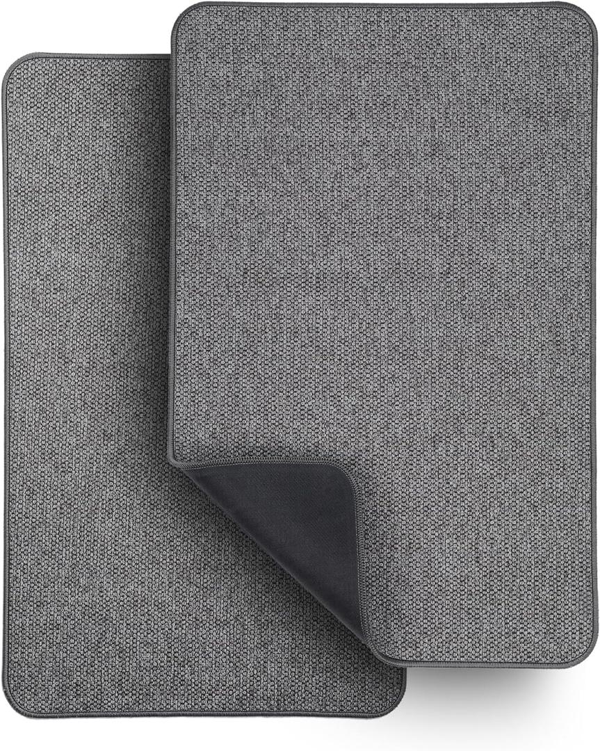Bath Mat,Ultra Thin Bathroom Rugs,Rubber Bath Mats for Bathroom,No Slip Bath Rugs,Quick Dry,Machine Washable,Low Pile,Absorbent,Shower Outside,Sink,Home Decor Accessories.Dark Grey,1'5"x2'3"(2 Pack)