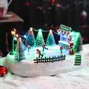 Chonsun Christmas Village Sets 5.3 Inch Animated Christmas Ice Skating Rink Moving USB/3AA Batteries Music Xmas Trees Decorations Indoor LED Lights Figurines for Room Tabletop Decor