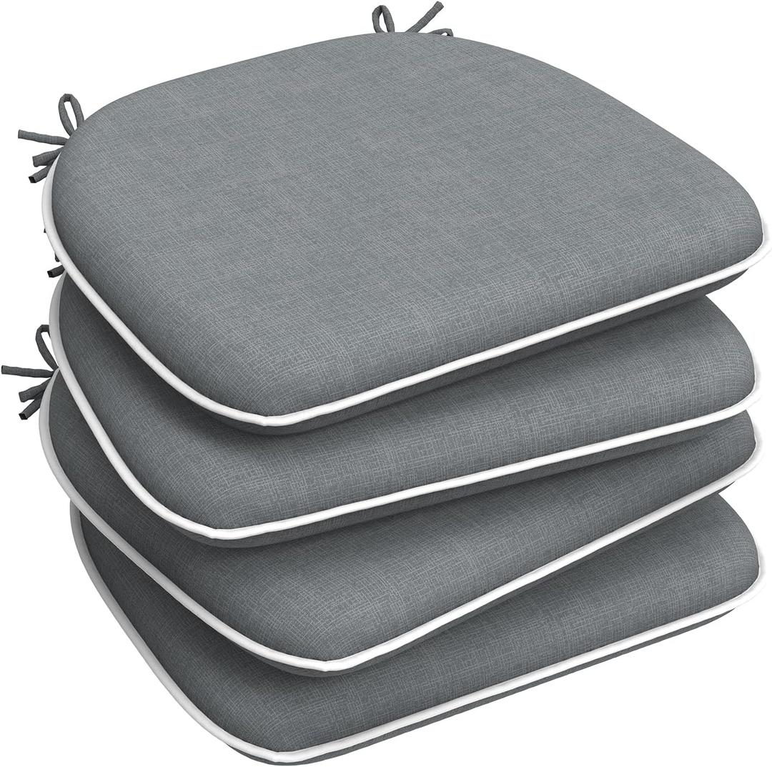 LVTXIII Patio Seat Cushions D16 x W17 Inches Outdoor Chair Pads All Weather Chair Cushions for Garden Patio Furniture Chair Home Set of 4  Grey Textured
