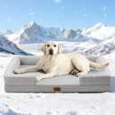 COZY KISS Cooling Dog Bed for Extra Large Dogs 44x32 inch, Q-Max >0.4 Summer Cool Orthopedic Foam Pet Sofa Bed with Sides, XL Size Bolster Anti-Slip Couch with Washable Removable Cover, Grey