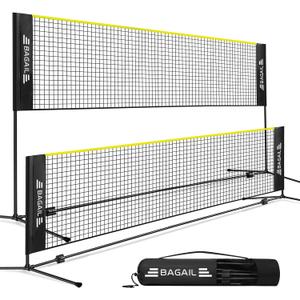 BAGAIL Badminton Net, Height Adjustable Kids Volleyball Net, Foldable Nylon Net 14ft Wide, Tennis Net, Small Pickleball Net for Backyard Game and Indoor Outdoor Use, Easy Setup