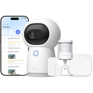 Aqara Camera Protect Kit Y100-4 Piece Wireless Home Security System with 2K Camera Hub G3, 3 Smart Sensors, HomeGuardian, Local Automation & 24/7 Alerts, Supports HomeKit, Google Home, Alexa