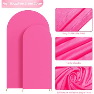 Wokceer Wedding Arch Backdrop Cover 7.2FT, 6FT, 6FT Spandex Set of 3 Wedding Arch Stand Covers Round Top Chiara Backdrop Stands Cover for Birthday Party Ceremony Banquet Decor 