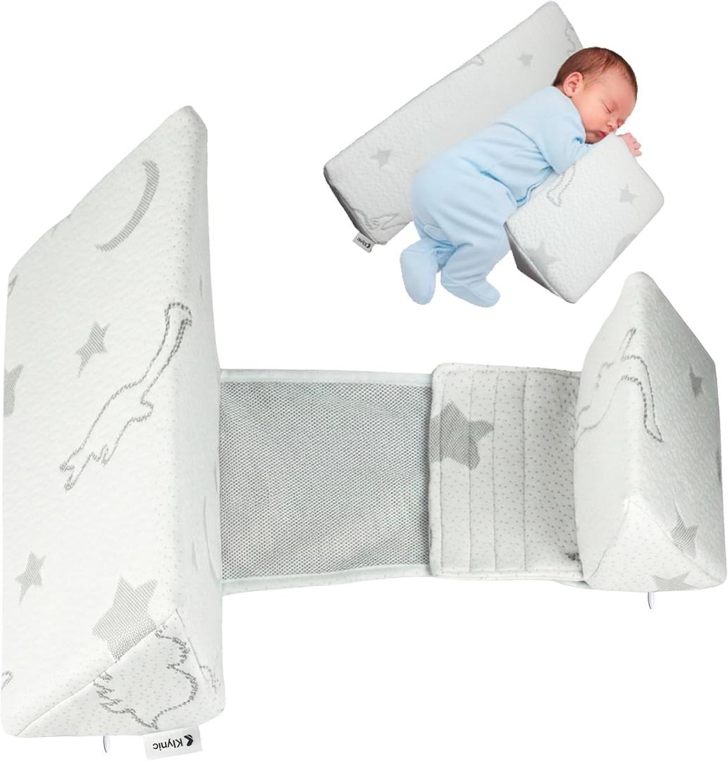 Baby Wedge Support Pillow for Newborns, Soft Breathable Infant Side Support Cushion, Removable Washable Bamboo Fabric Cover, Adjustable Width Design, Standard