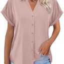 ORANDESIGNE Women's Short Sleeve Polo Tops Summer Button Down Collared T Shirts Casual Cute Ladies Tees XL