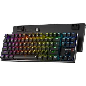 Redragon K660RGB-PRO (K556 TKL) Wireless Gaming Keyboard, 80% 87 Keys BT/2.4Ghz Tri-Mode Aluminum Mechanical Keyboard w/Mac Function Keys, Hot-Swap Sockets & Noise Absorbing Form, Red Switch