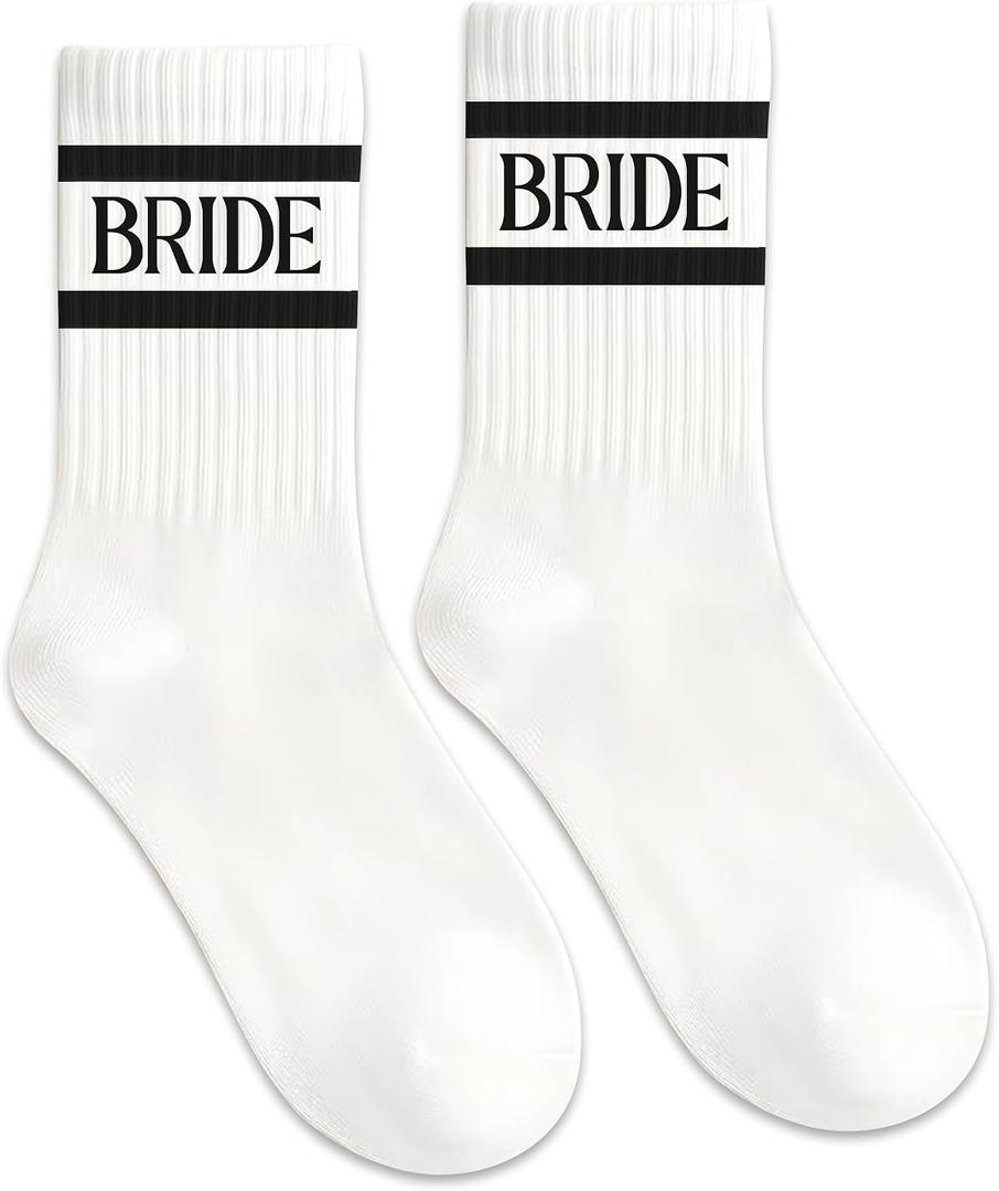 Mr&MrsGifts Bride Socks Wedding Gifts Bridal Shower Gift for Bride to be, Engagement Gift, Bachelorette Party Accessories (Black)