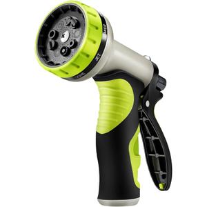 Heavy Duty 9 Function Garden Hose Nozzle with ABS Frame and TPR Grip, Powerful Watering Cleaning Pet Care Tool