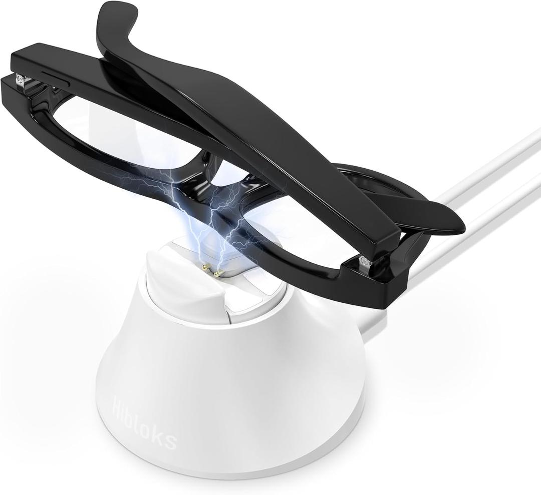 Charging Station Compatible with Ray-Ban Meta Wayfarer/Gen 2 and Skyler/Gen 2 Accessories, Magnetic Charger Dock Stand with Fast Charging & LED Indicator for Smart Glasses & Glasses Case (White)