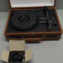 Vinyl Record Player 3-Speed Bluetooth Portable Suitcase Records Player with 2 Built-in Stereo Speakers, Belt-Driven Turntable for Vinyl Records, Support RCA Line Out, AUX Out (Brown)