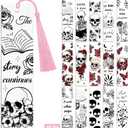 Peacoblue 30pcs UV DTF Bookmarks Transfer Stickers Wraps Skull and Flower for Women Men Reading, Waterproof Bookmarkers Decal(No Blank Bookmarks) for Acrylic Plastic Metal Blank Bookmark