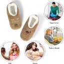 BenSorts Fuzzy Slipper Socks for Women Funny House Slippers with Grips (Beige)